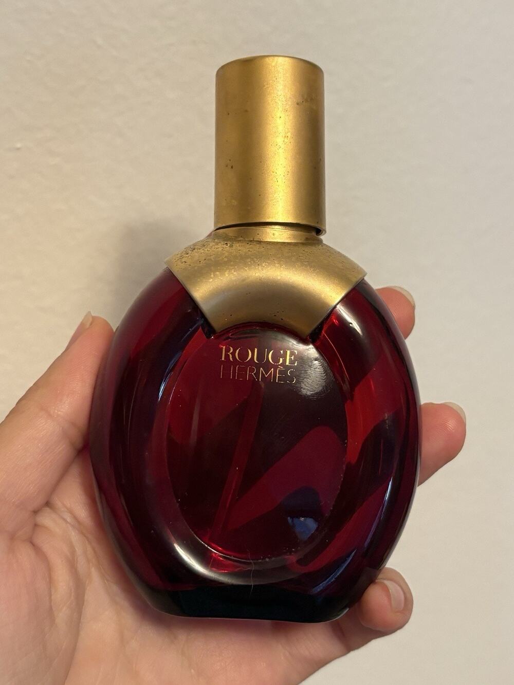 HERMES Rouge EDT EMPTY Bottle 50ml/1.6 oz Luxury Vanity Decor FRANCE Vintage